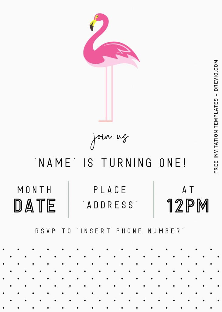 Flamingo Birthday Invitation Templates - Editable With Microsoft Word and has elegant and minimalist design