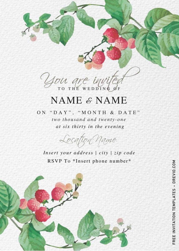 Free Botanical Floral Wedding Invitation Templates For Word and has botanical leaves