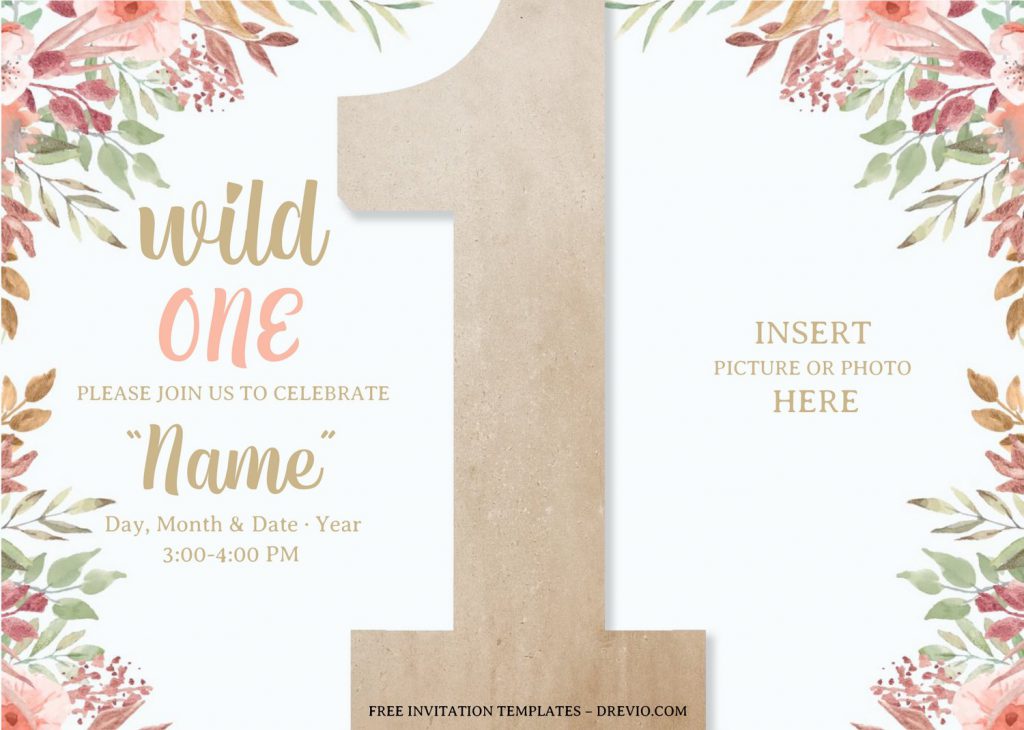 Free Wild One Baby Shower Invitation Templates For Word and has blush pink roses