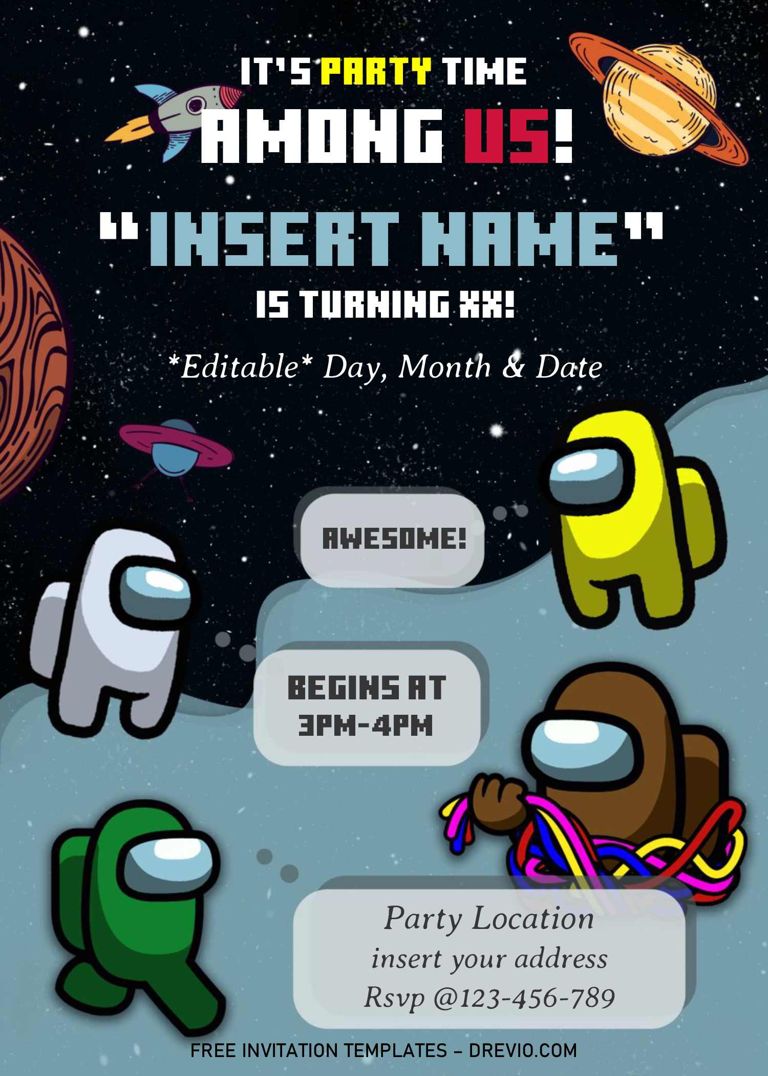 Party evite Invite Impostor Among US Digital Invitation Birthday Arcade NES