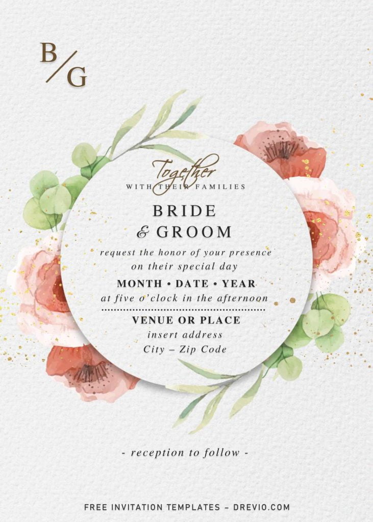 Free Vintage Floral Wedding Invitation Templates For Word and has vintage and monogram design