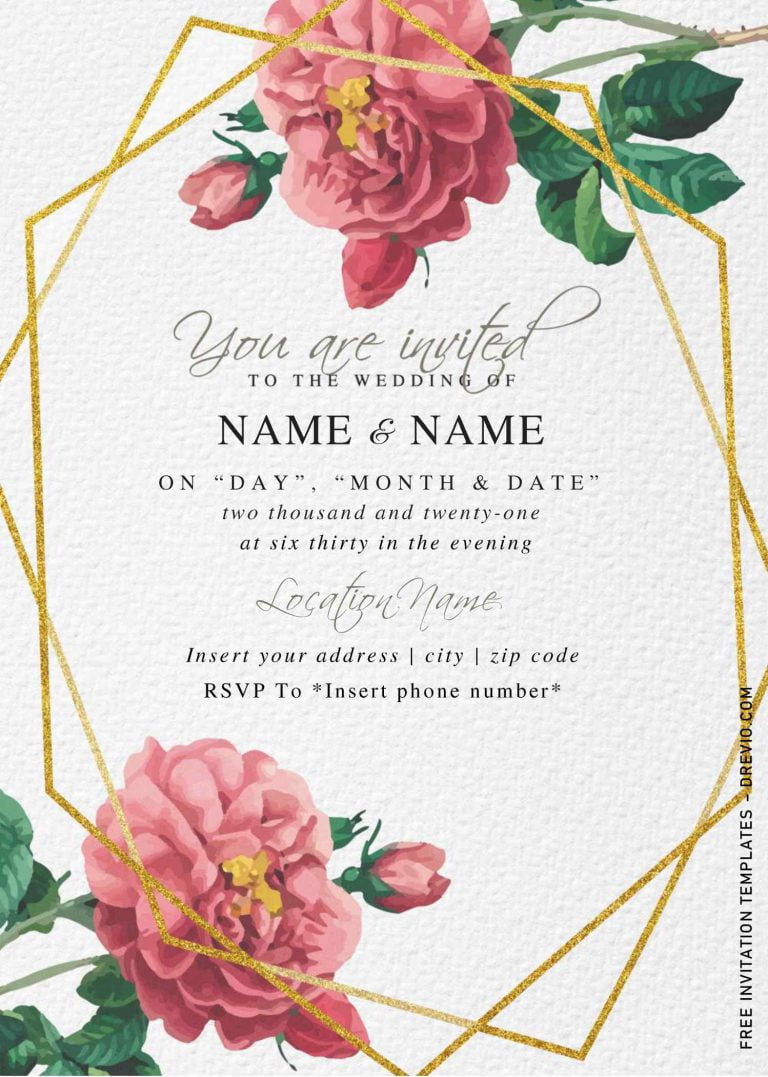 Free Botanical Floral Wedding Invitation Templates For Word - Download ...