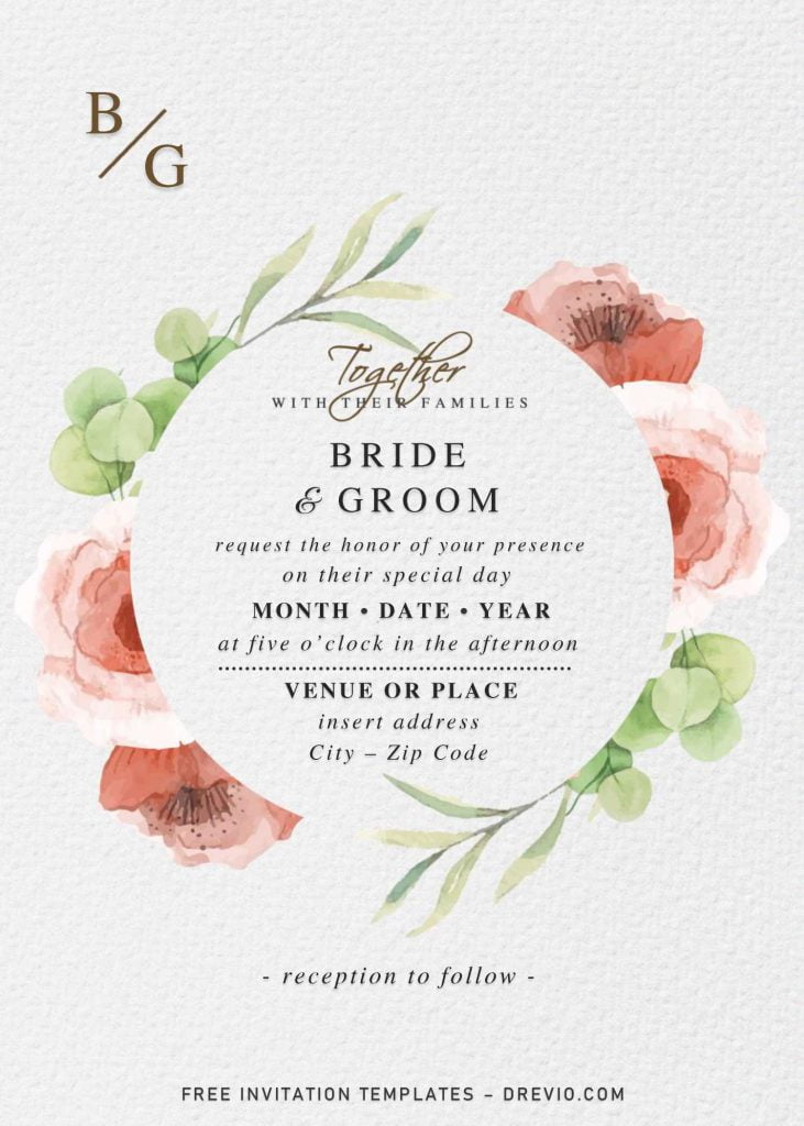 Free Vintage Floral Wedding Invitation Templates For Word and has watercolor roses