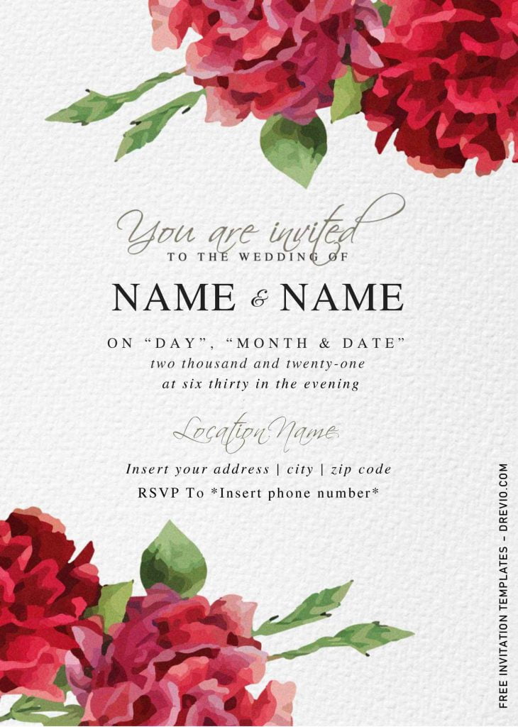 Free Botanical Floral Wedding Invitation Templates For Word and has portrait design