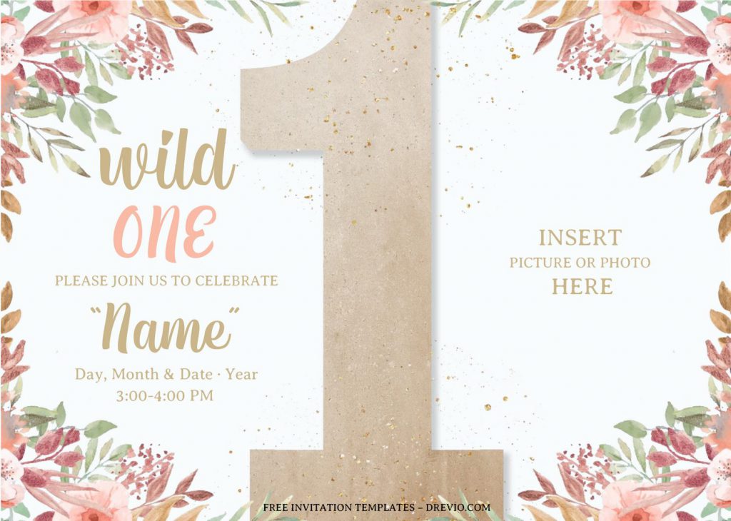 Free Wild One Baby Shower Invitation Templates For Word and has flower border