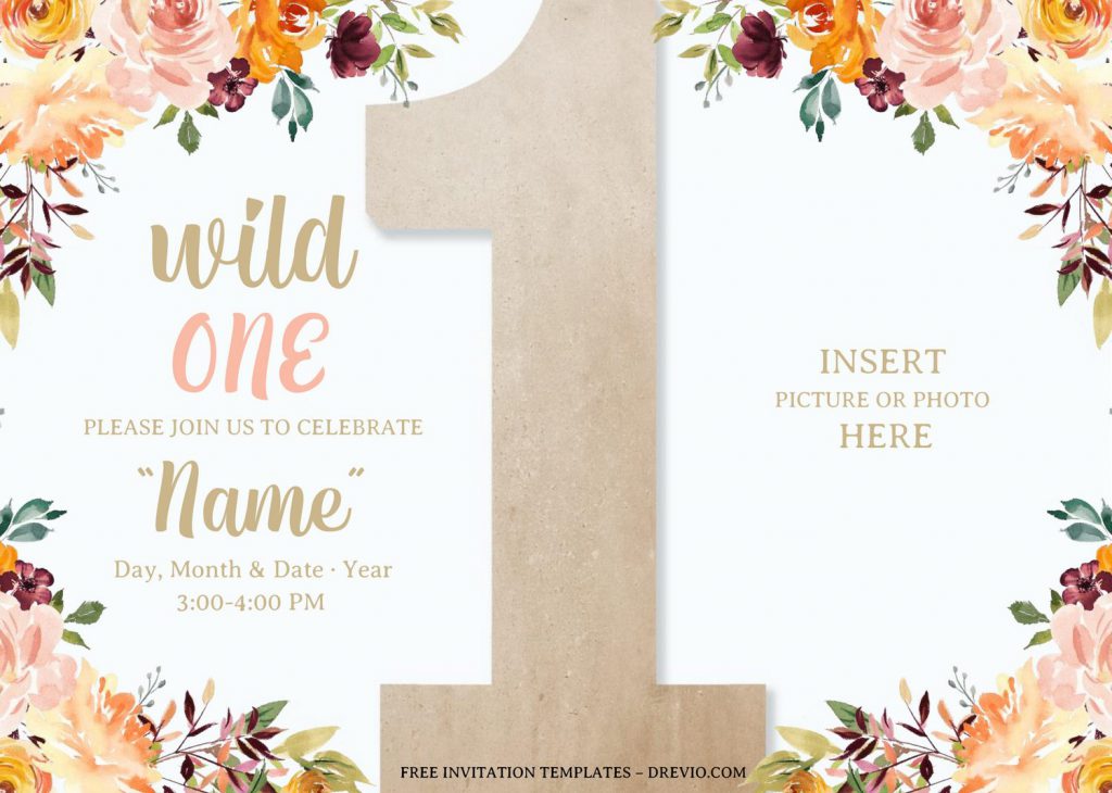 Free Wild One Baby Shower Invitation Templates For Word and has watercolor floral