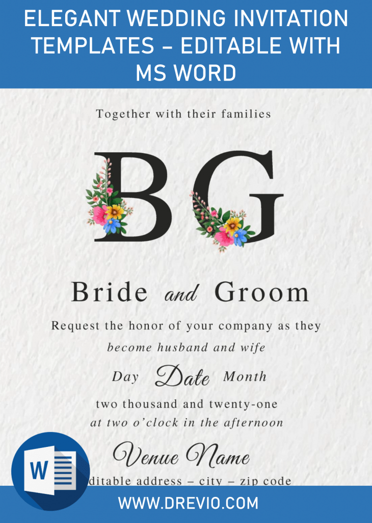 Invitation Template of Elegant Wedding Invitation Templates - Editable With MS Word 1