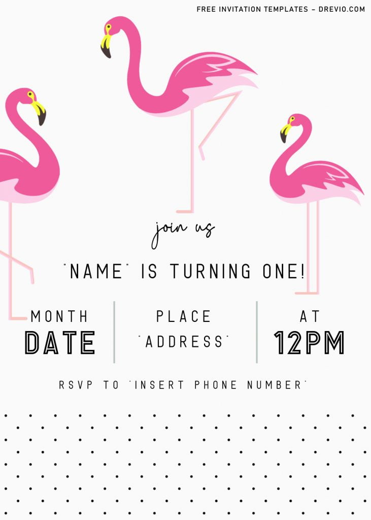 Flamingo Birthday Invitation Templates - Editable With Microsoft Word and has pink flamingos
