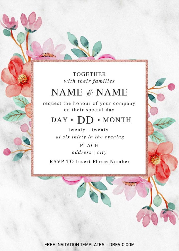 Festive Floral Wedding Invitation Templates – Editable With Microsoft ...