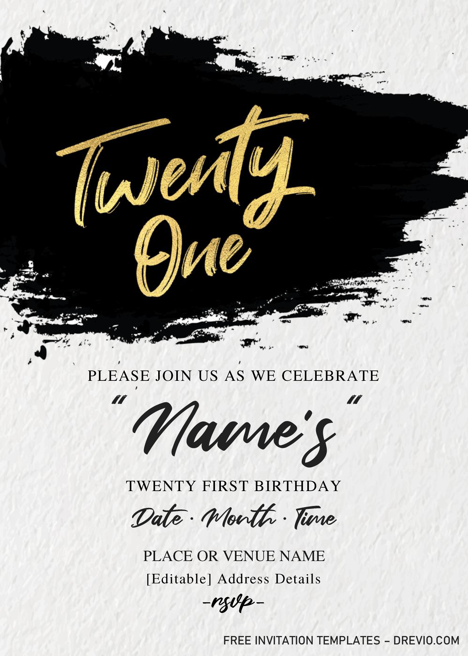 Modern 21st Birthday Invitation Templates Editable With Microsoft Word Download Hundreds Free Printable Birthday Invitation Templates
