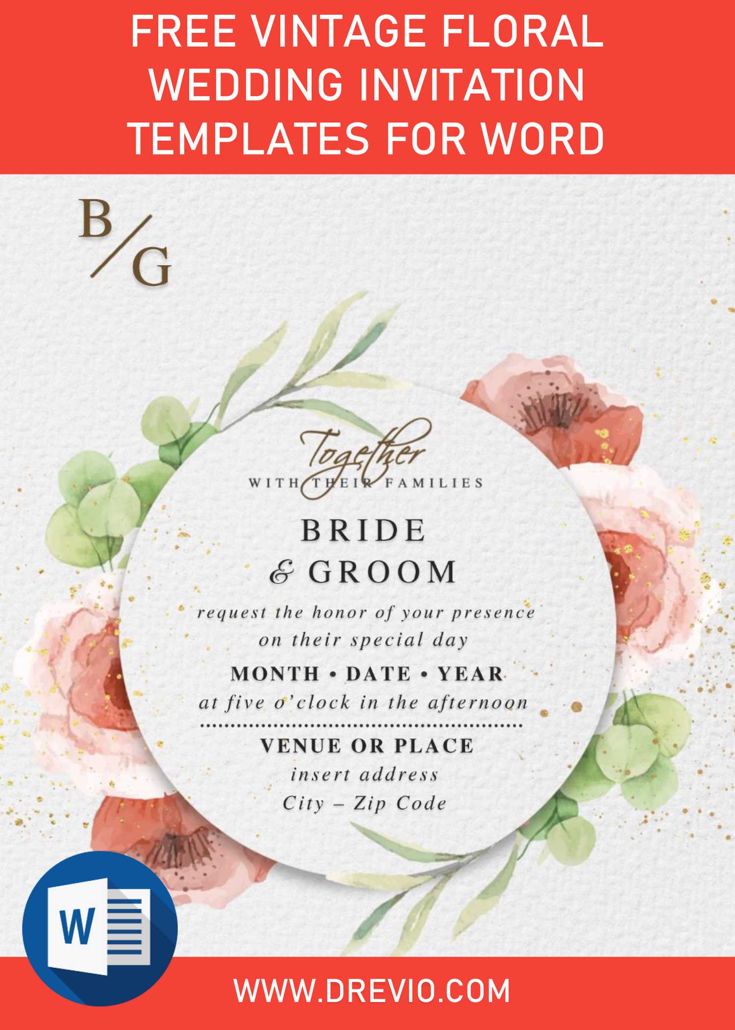 Free Vintage Floral Wedding Invitation Templates For Word