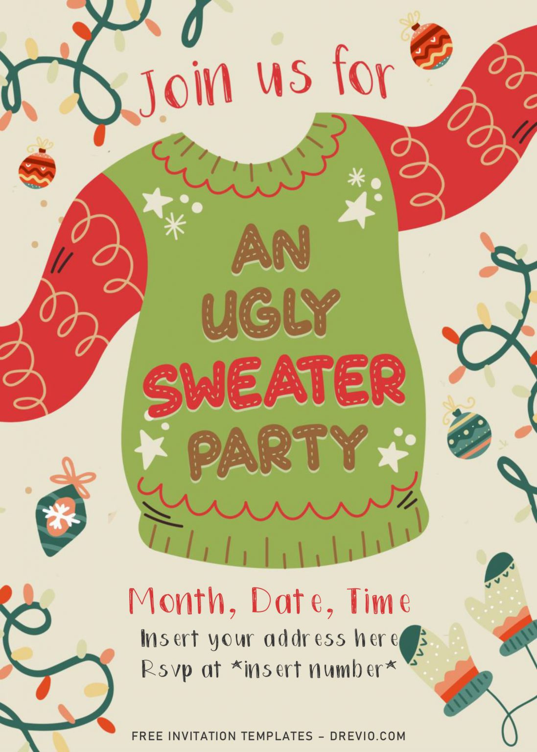 Free Ugly Sweater Party Invitation Templates For Word | Download ...