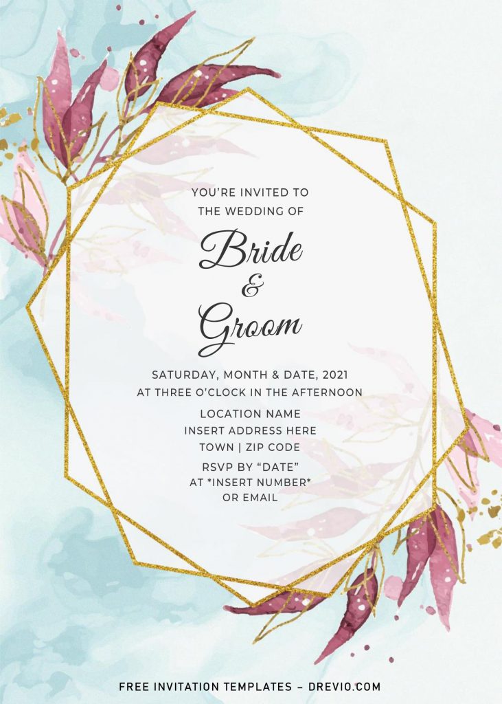 Free Gold Boho Wedding Invitation Templates For Word and has portrait orientation design