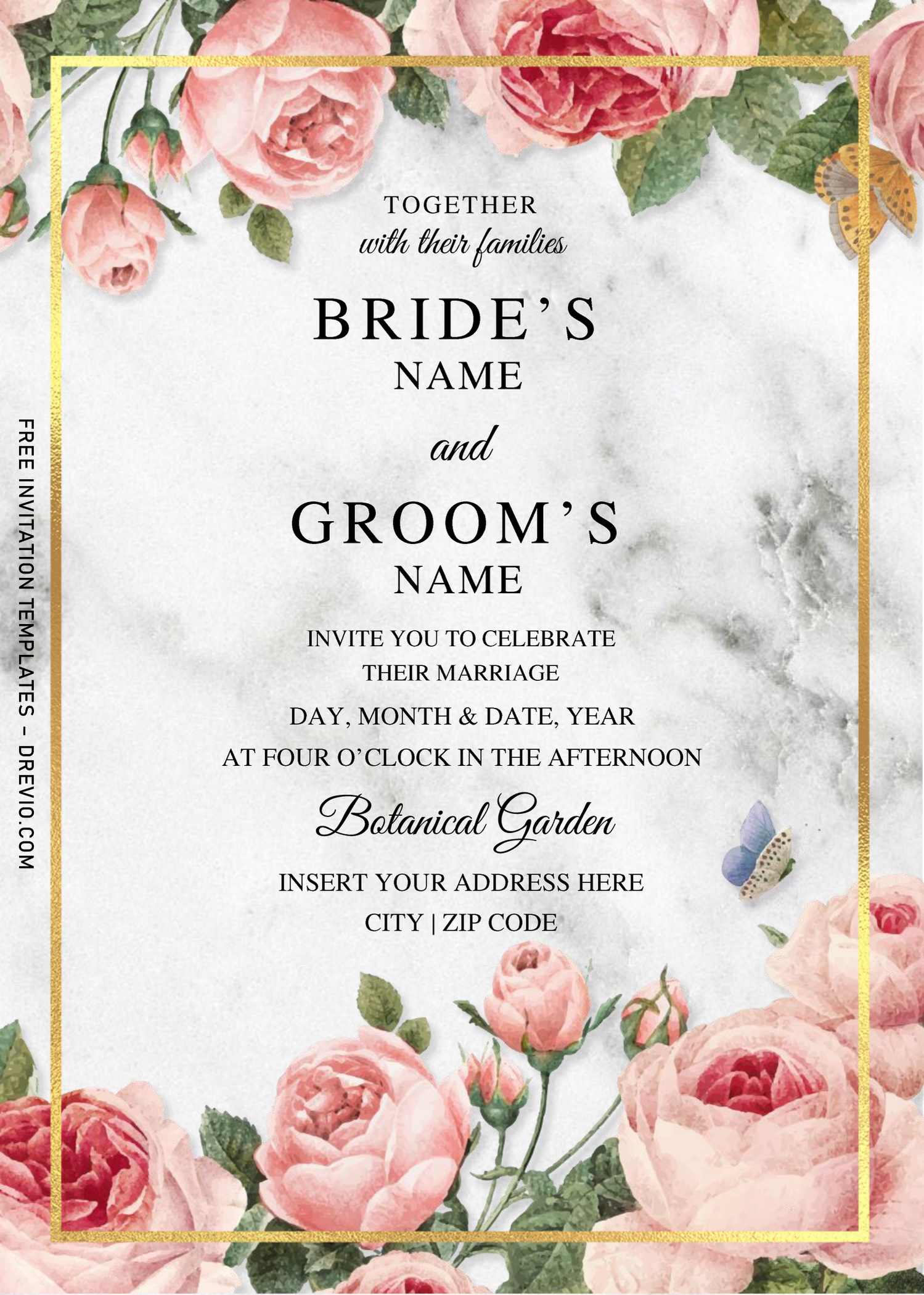 Free Peach Flower Wedding Invitation Templates For Word | Download Hundreds  FREE PRINTABLE Birthday Invitation Templates