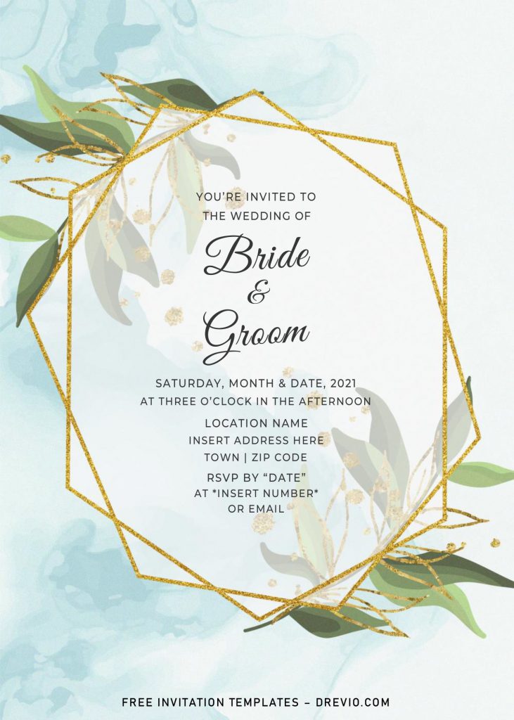 Free Gold Boho Wedding Invitation Templates For Word and has Elegant fonts