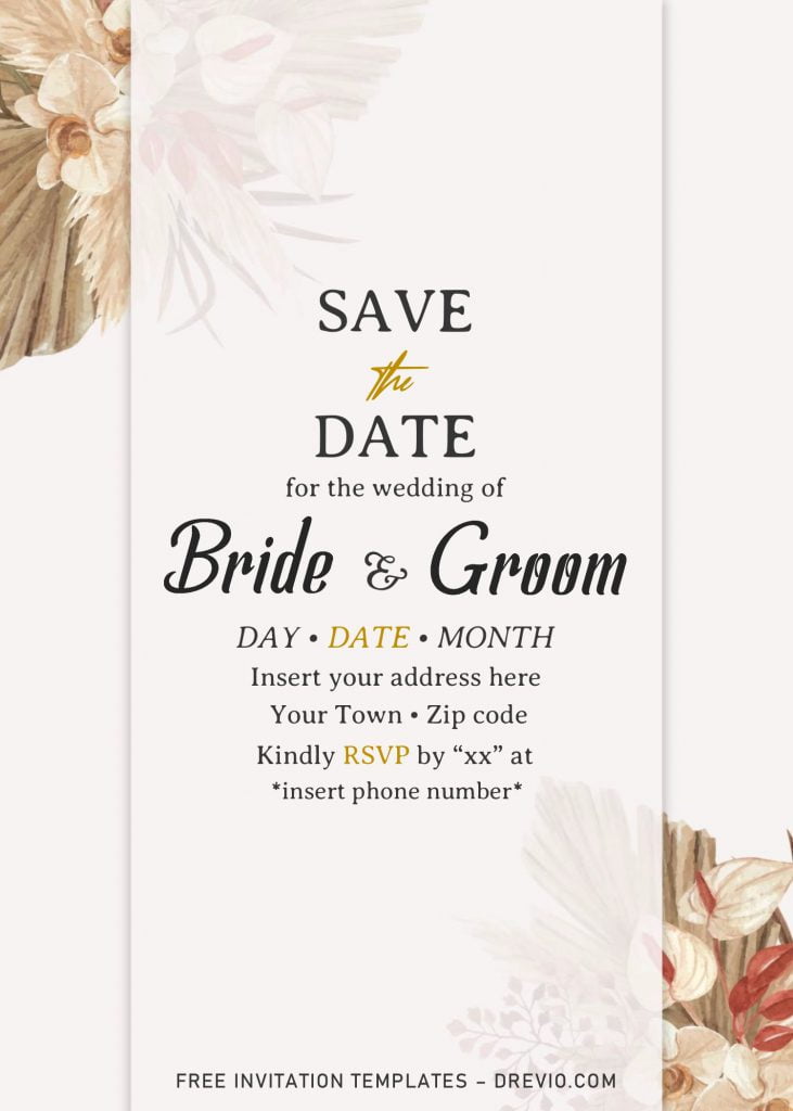 Free Bohemian Wedding Invitation Templates For Word and has canvas background