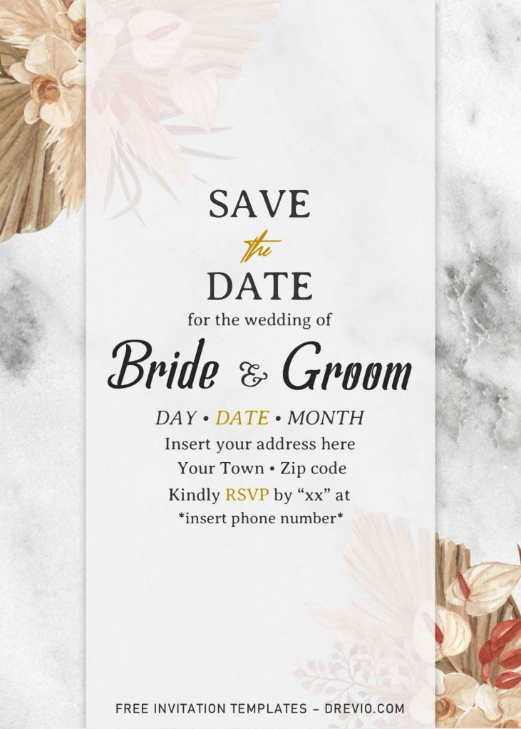 Free Bohemian Wedding Invitation Templates For Word and has white stripes and it's elegant