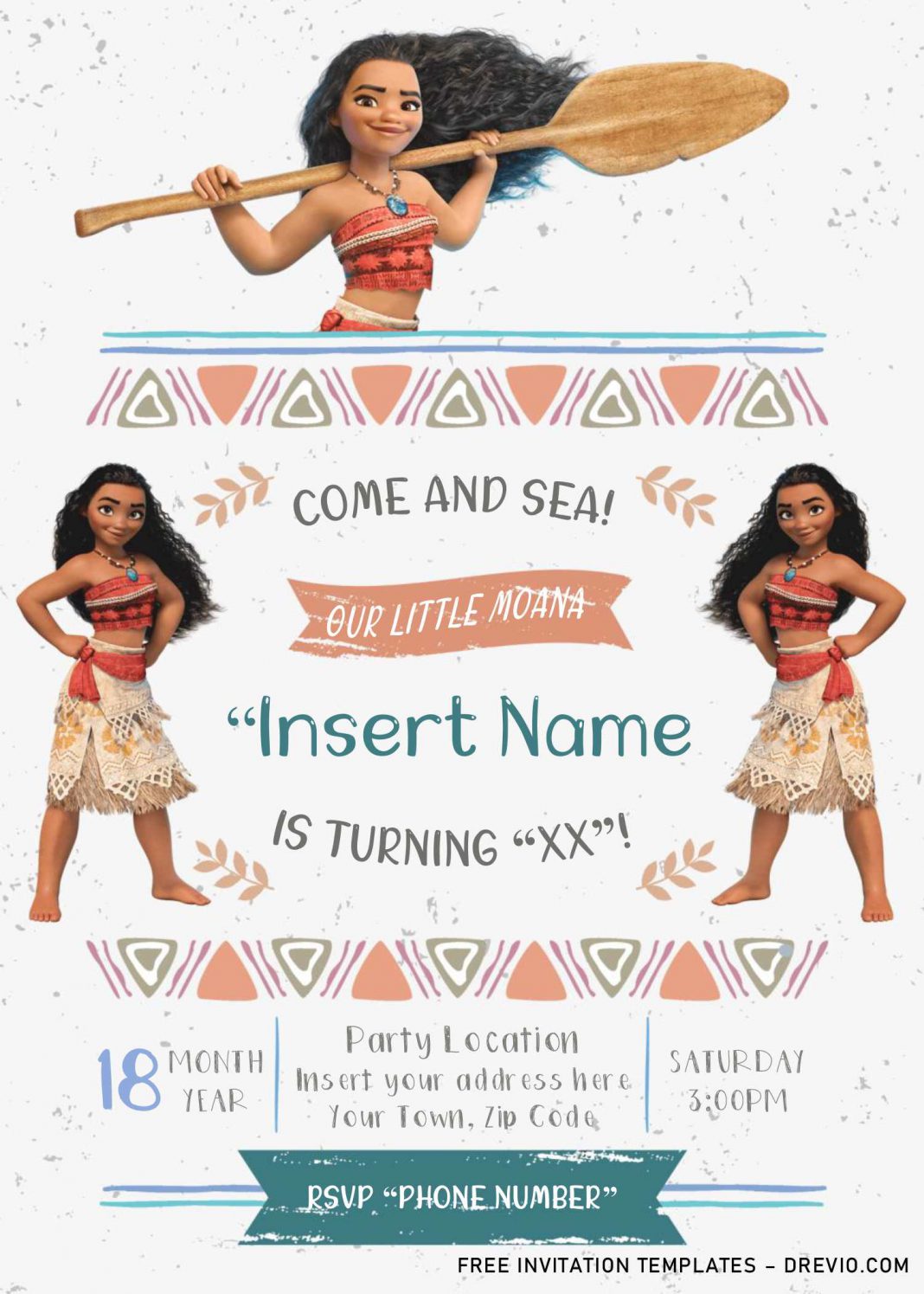 Free Moana Birthday Invitation Templates For Word - Drevio : Free And ...