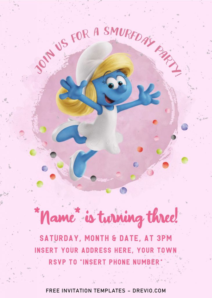 Free Smurf Birthday Invitation Templates For Word and has cute fonts