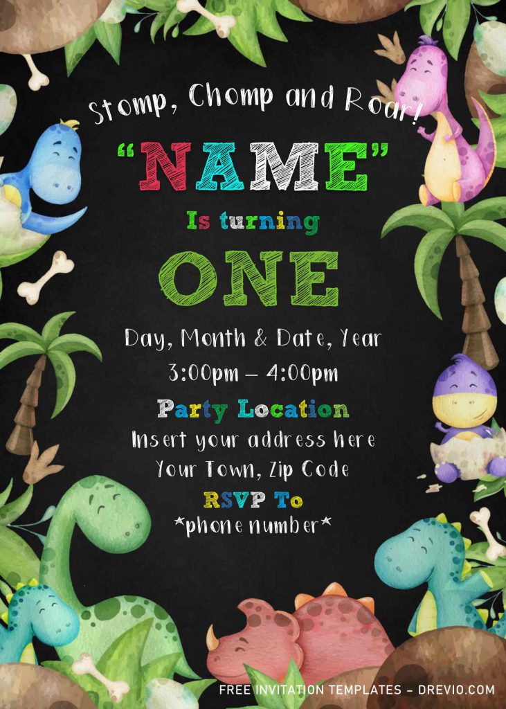 Free Dinosaur Birthday Invitation Templates For Word and has Tropical Palm and Green leaves