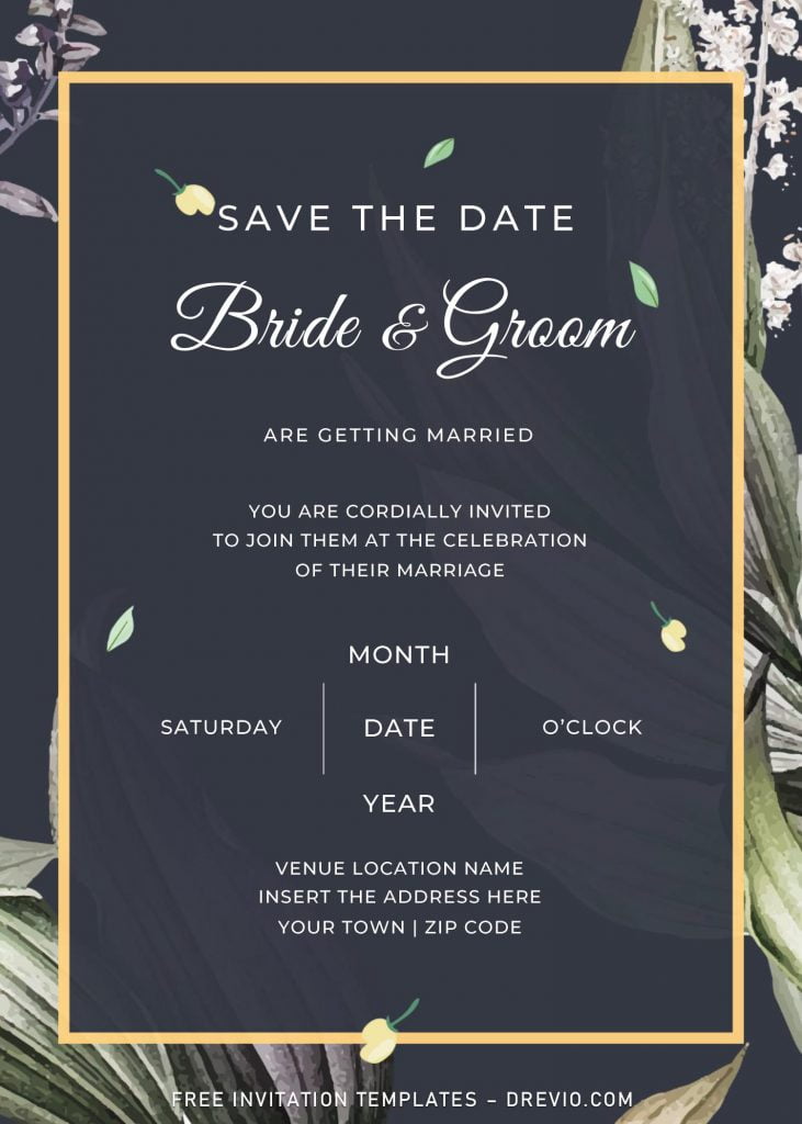 Free Greenery Wedding Invitation Templates For Word and has elegant design and typography