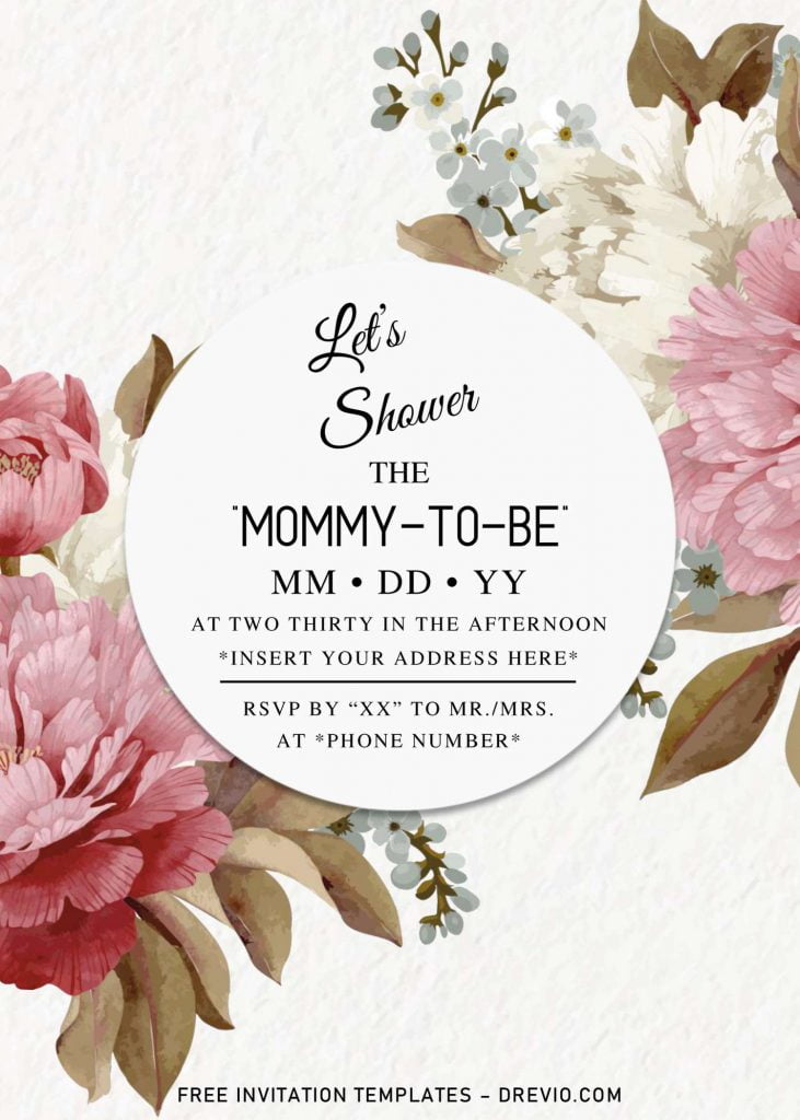 Free Summer Garden Baby Shower Invitation Templates For Word and has pink roses