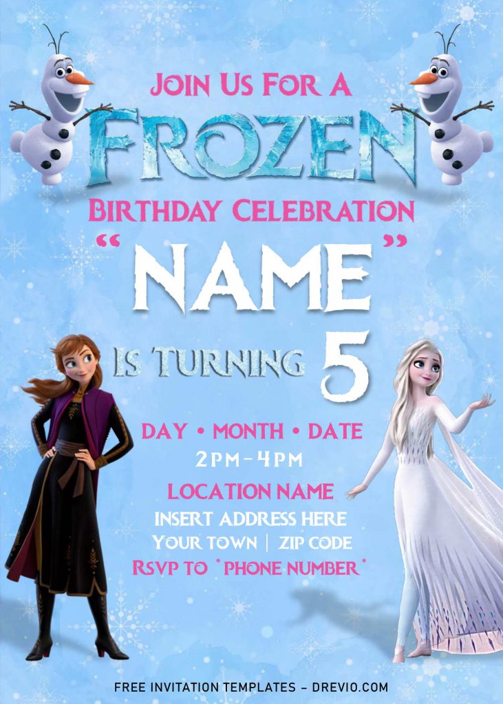 Free Frozen 2 Birthday Invitation Templates For Word and has Frozen's logo