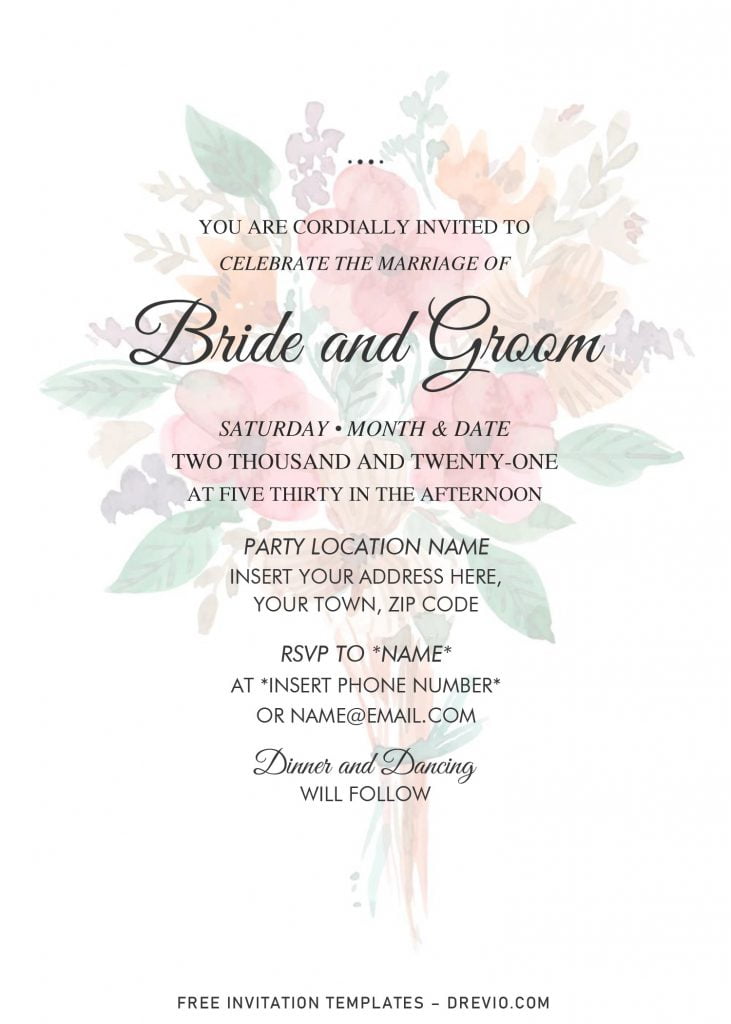 Free Vintage Floral Bouquet Wedding Invitation Templates For Word and has 