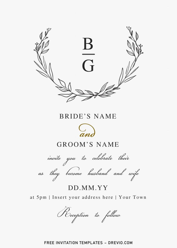 Free Floral Monogram Wedding Invitation Templates For Word and has flower crest and elegant design