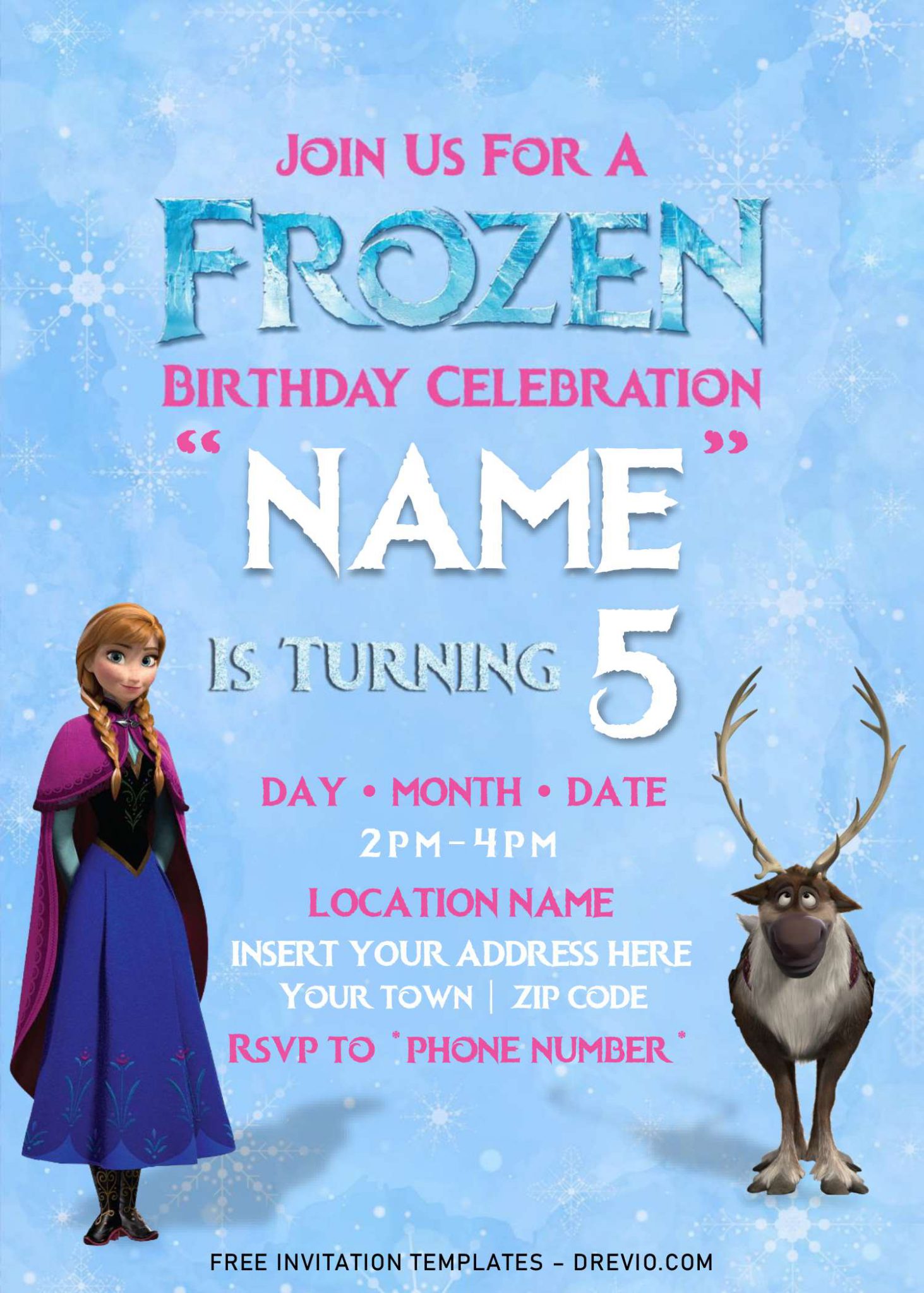 Free Frozen 2 Birthday Invitation Templates For Word - Drevio : Free ...