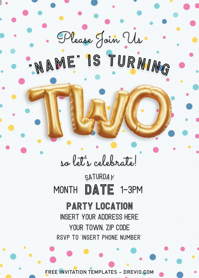 Free Gold Balloons Birthday Invitation Templates For Word | Download ...
