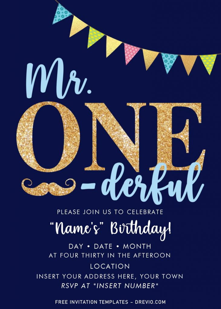 Free Mr. Onederful Birthda Invitation Templates For Word and has Cute fonts