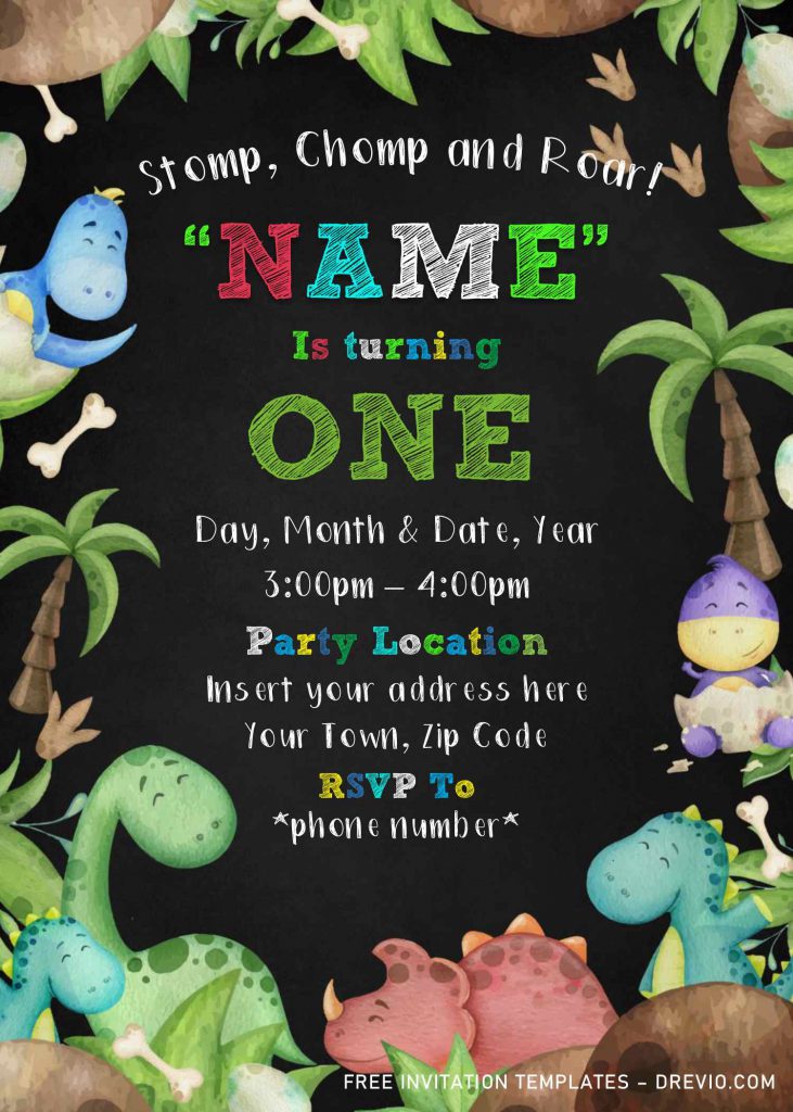 Free Dinosaur Birthday Invitation Templates For Word and has Greenery Botanical