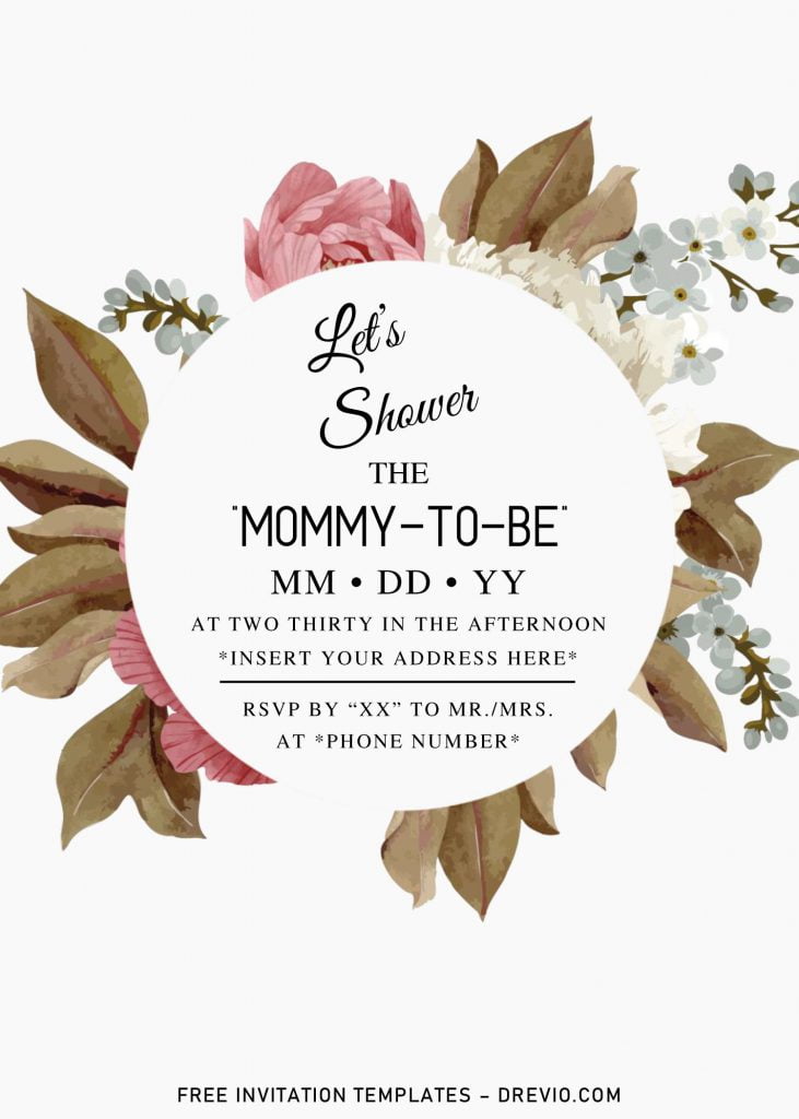 Free Summer Garden Baby Shower Invitation Templates For Word and has elegant design and blush pink flowers