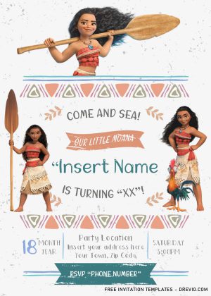 Free Moana Birthday Invitation Templates For Word - Drevio : Free And ...