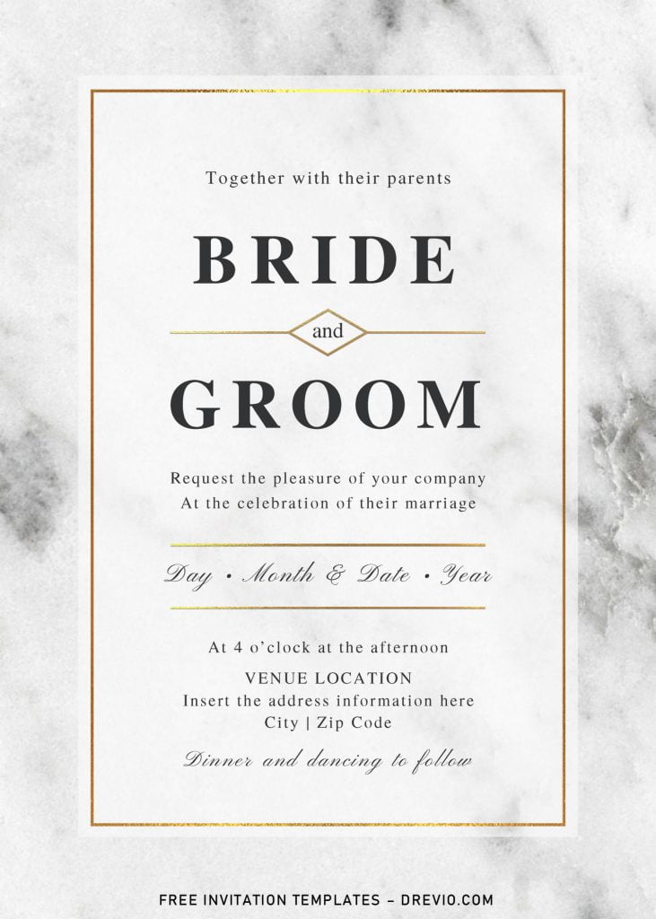 Free Modern Marble Wedding Invitation Suites For Word Download 