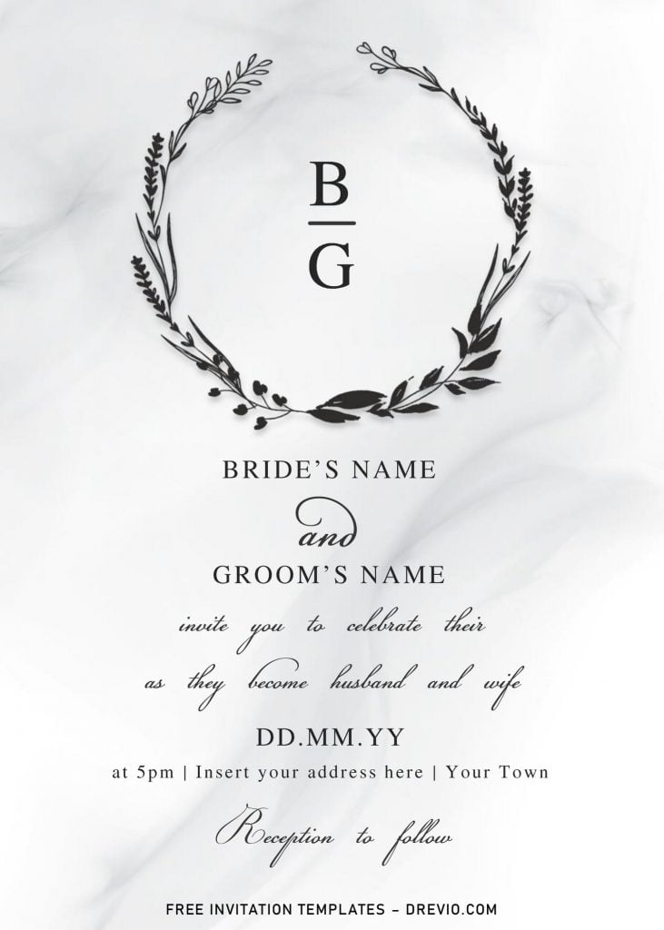 Free Floral Monogram Wedding Invitation Templates For Word and has custom flower wreath