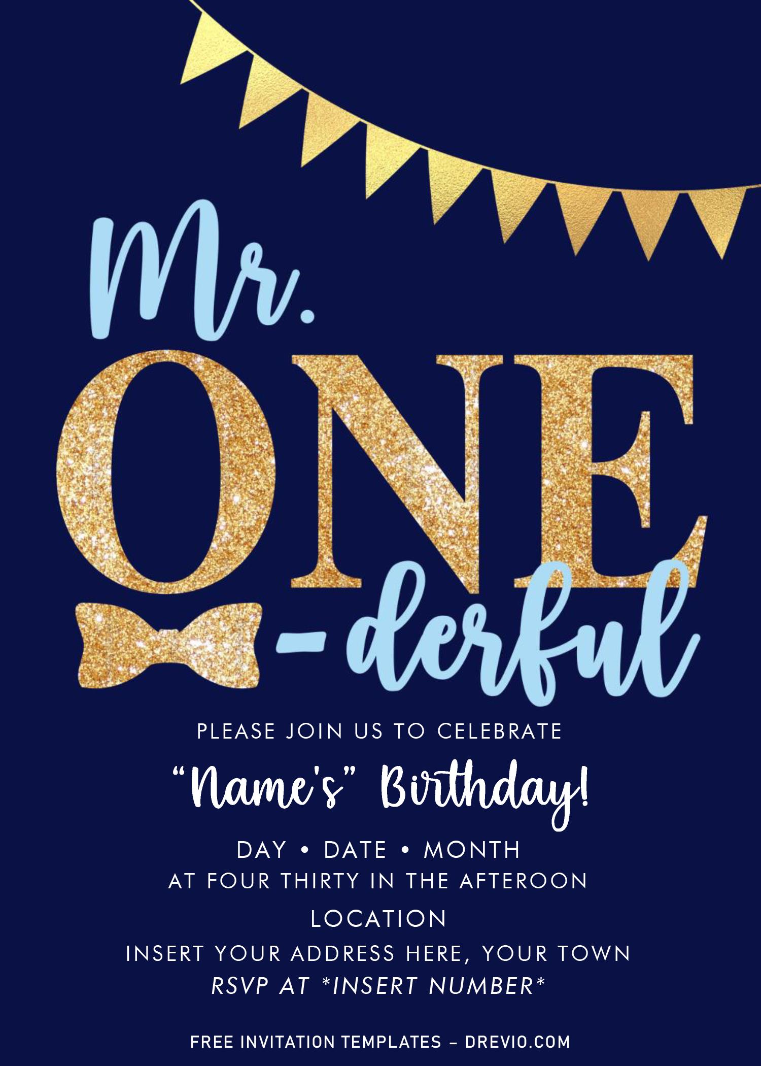 Free Mr Onederful Birthday Party Invitation Templates For Word Download Hundreds Free Printable Birthday Invitation Templates