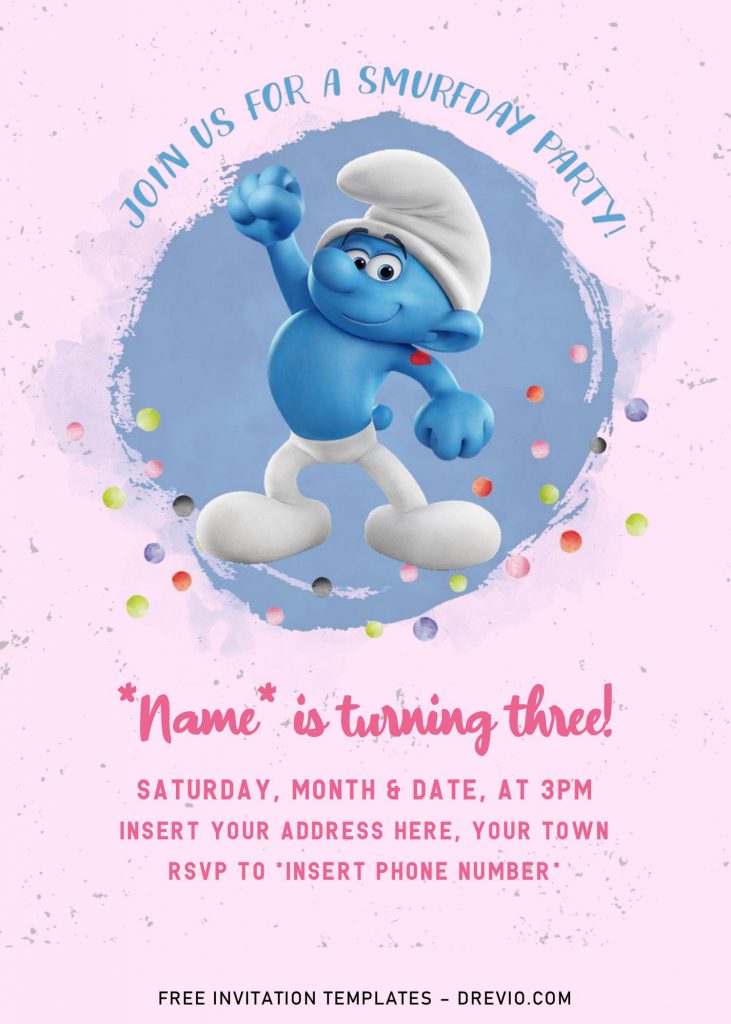 Free Smurf Birthday Invitation Templates For Word and has Hefty Smurf