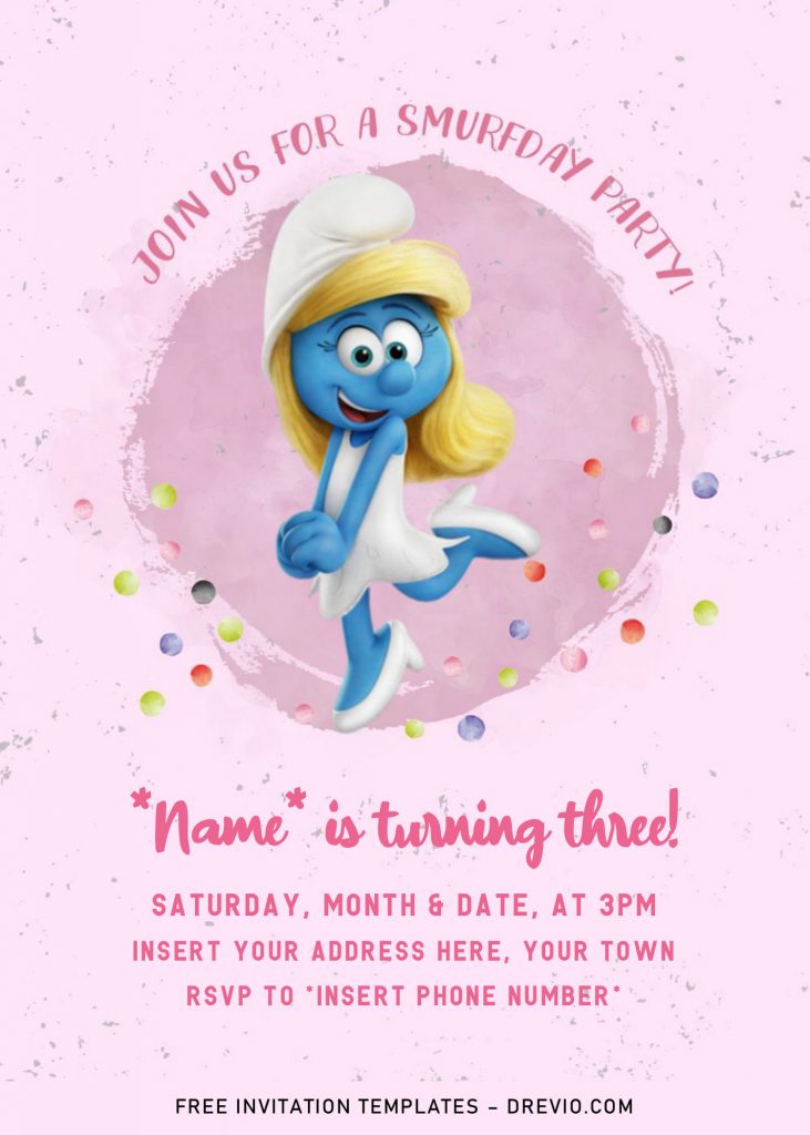 Free Smurf Birthday Invitation Templates For Word and has adorable Smurfette