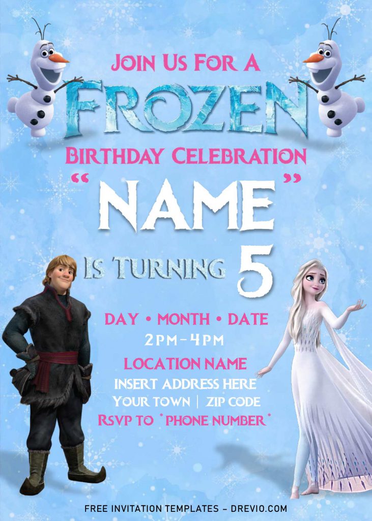 Free Frozen 2 Birthday Invitation Templates For Word and has Kristoff and Elsa