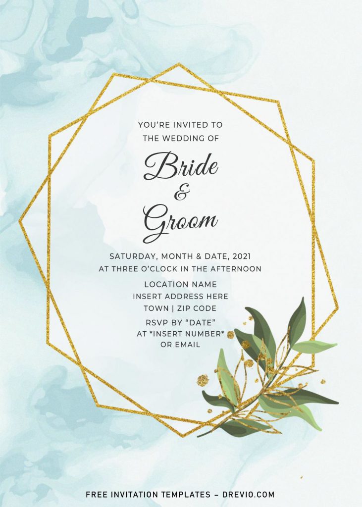 Free Gold Boho Wedding Invitation Templates For Word and has Gold Geometric Pattern