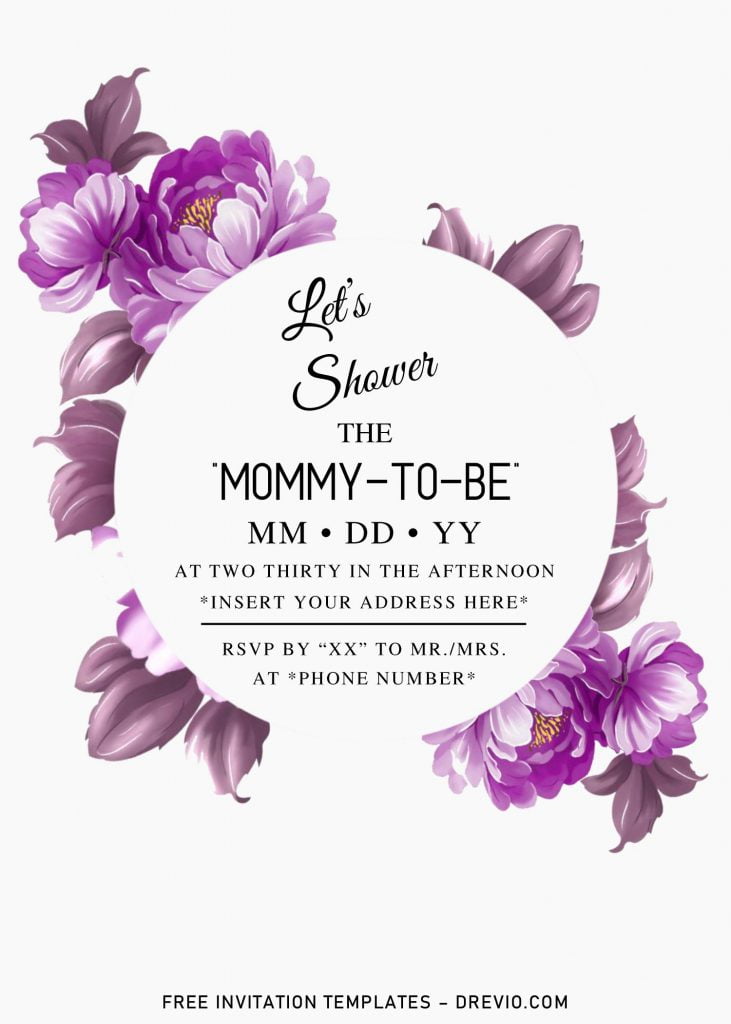 Free Summer Garden Baby Shower Invitation Templates For Word and has purple roses