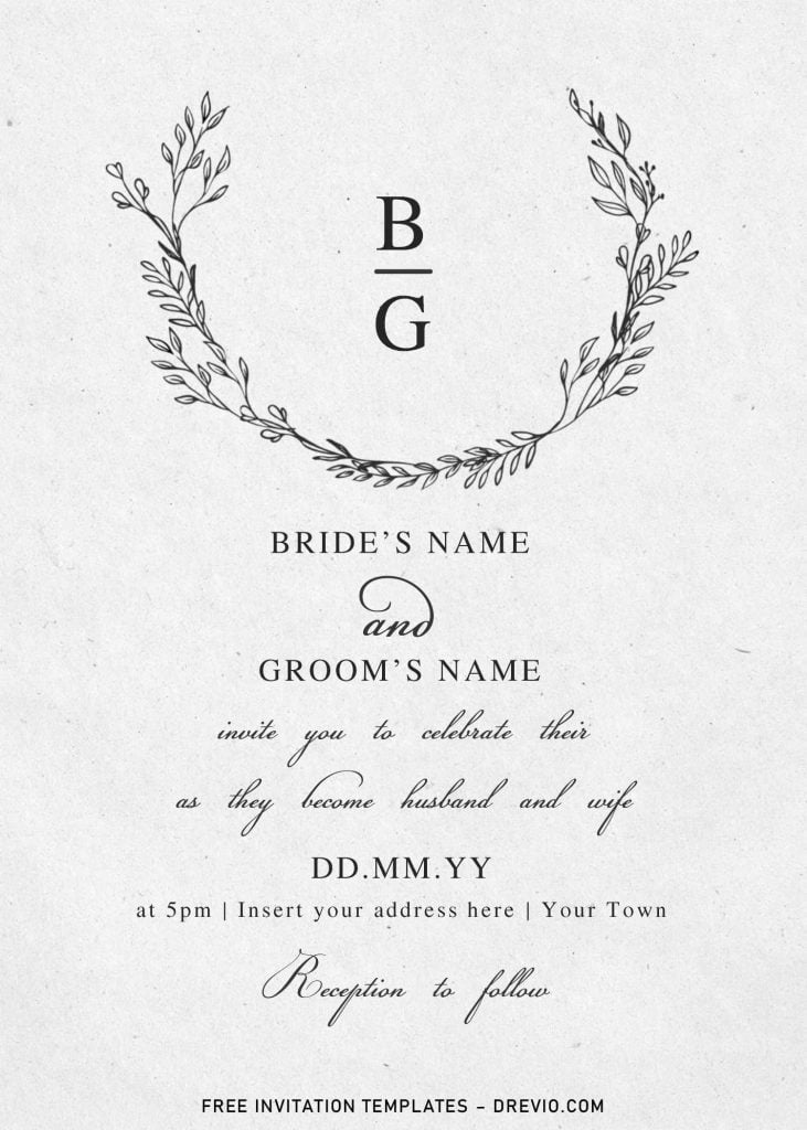 Free Floral Monogram Wedding Invitation Templates For Word and has script and handwriting font styles