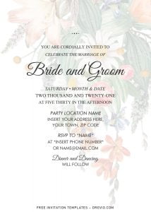 Free Vintage Floral Bouquet Wedding Invitation Templates For Word ...