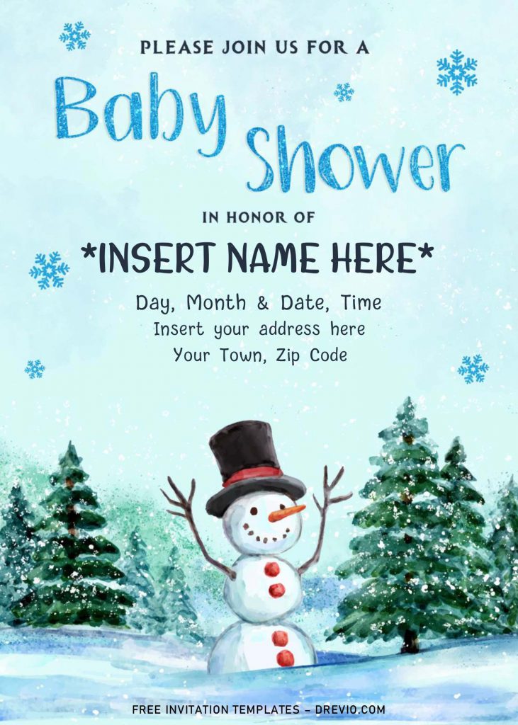 Free Winter Baby Shower Invitation Templates For Word and has Glitter Blue Baby shower wording