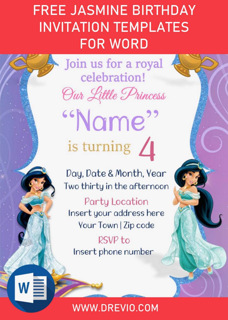 Free Jasmine Birthday Invitation Templates For Word