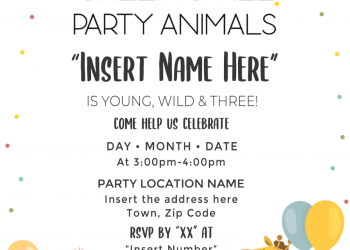 Free Cute Party Animals Birthday Invitation Templates For Word