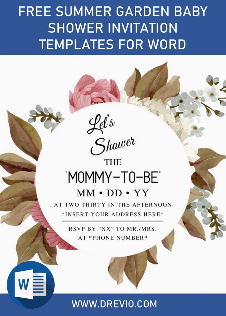 Free Summer Garden Baby Shower Invitation Templates For Word