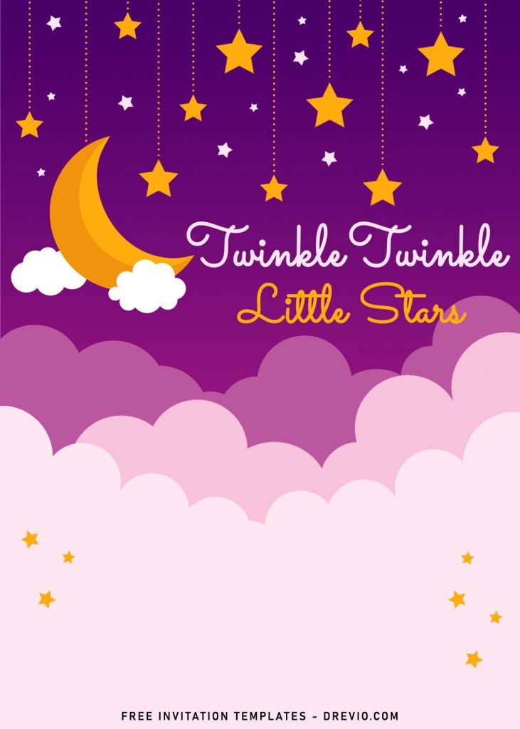 10+ Cute Twinkle Twinkle Little Stars Birthday Invitation Templates For Boys And Girls and has cute and beautiful above the sky clouds background